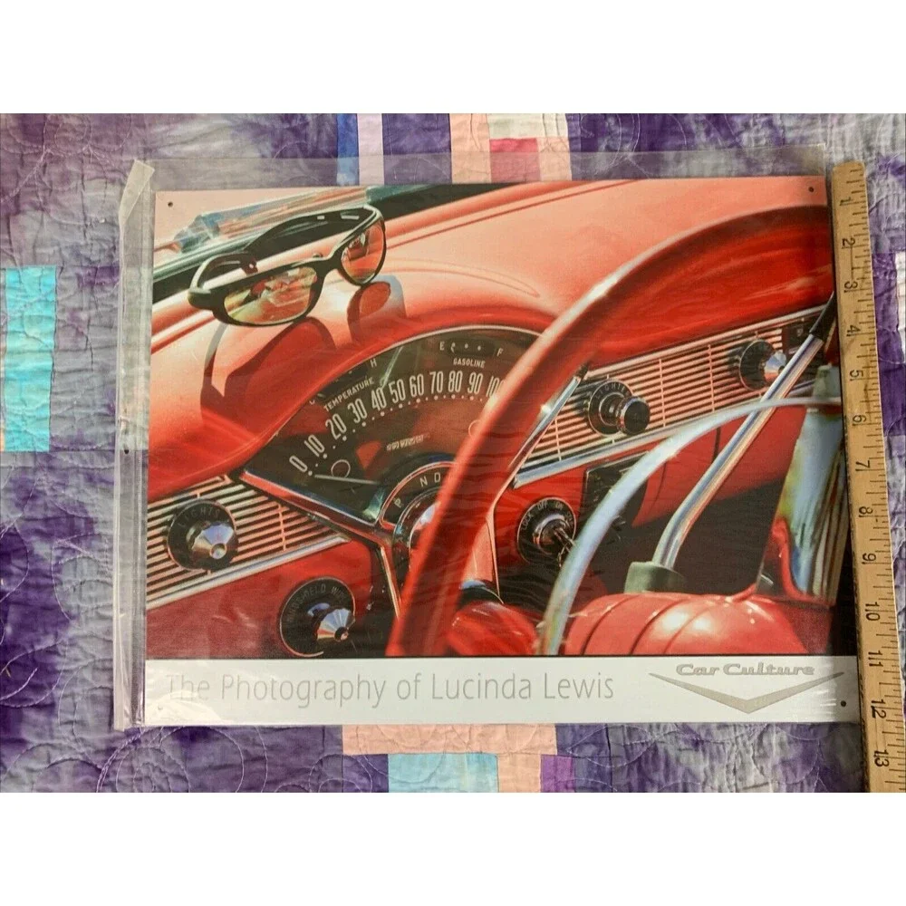 Lucinda Lewis Car Culture Dash Art Metal 16x12.5 Sign Decor Bar Man Cave Shop
